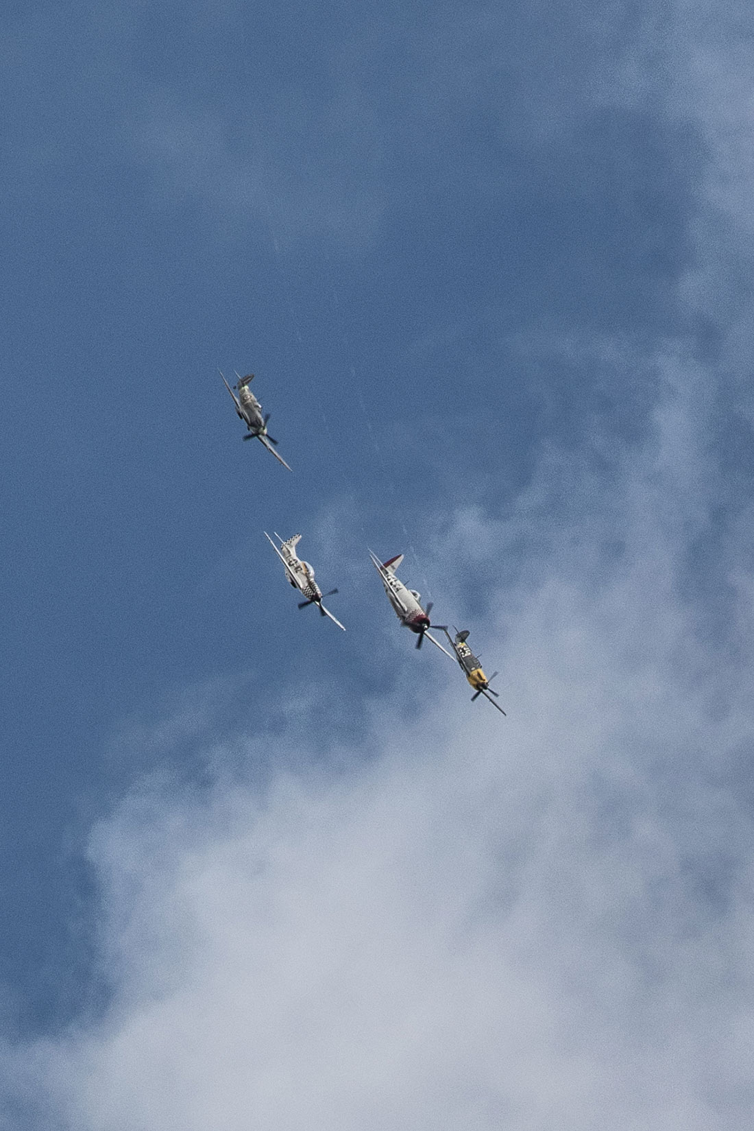 The Ultimate Fighters, P-47 Thunderbolt (Nellie B), Spitfire Mk V, ME109 (White 9), Mustang TF-51 D (Contrary Mary), Pilots: Jon Gowdy, Dave Puleston, Richard Grace and Andy Durston, Air Legend 2021, Nos Dren