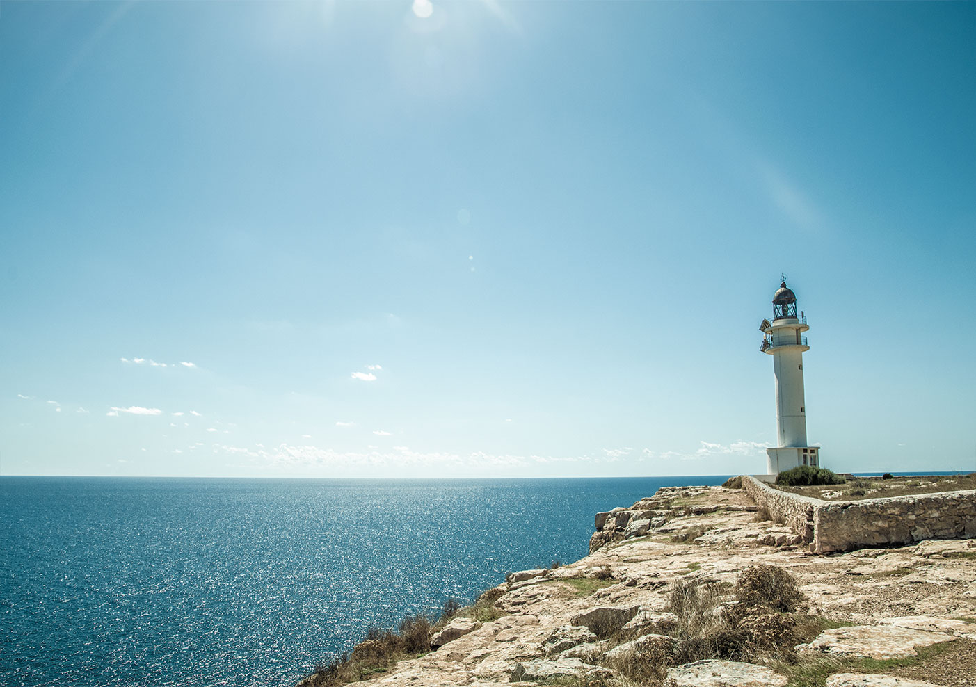 Cliff and lighthouse Far del Cap de Barbaria, Formentera, Spain, (Nos Dren).