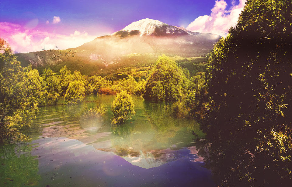 Mount Guillaume reflection in the Hautes-Alpes, France, (Nos Dren).