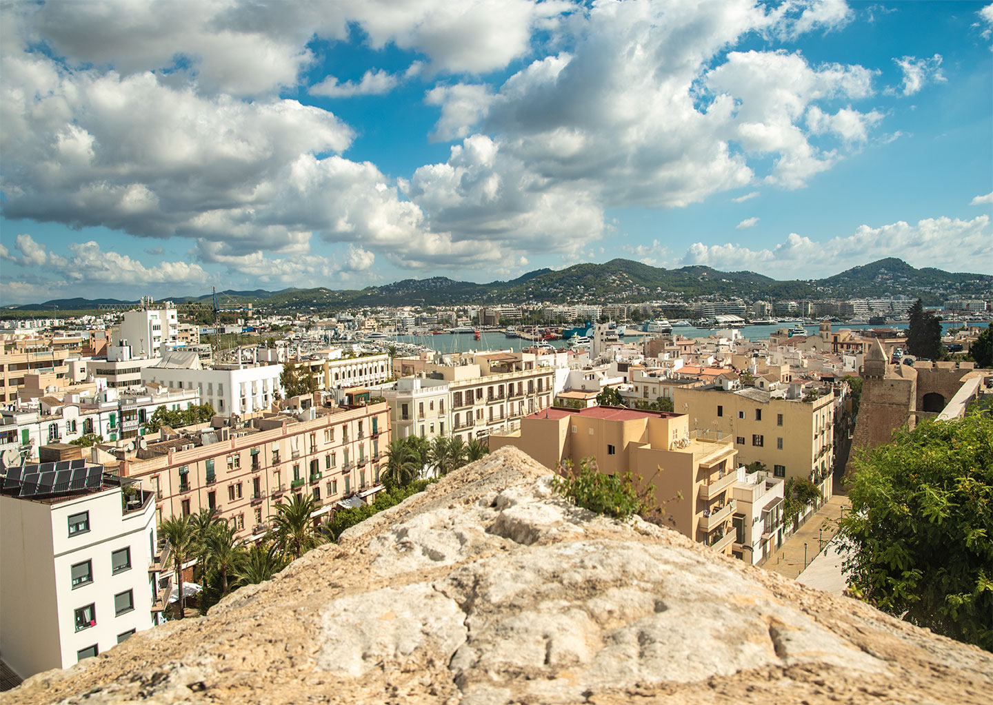 Eivissa harbour of Ibiza landscape view from Castell d'Eivissa, Catalonia, Spain. (Nos Dren).