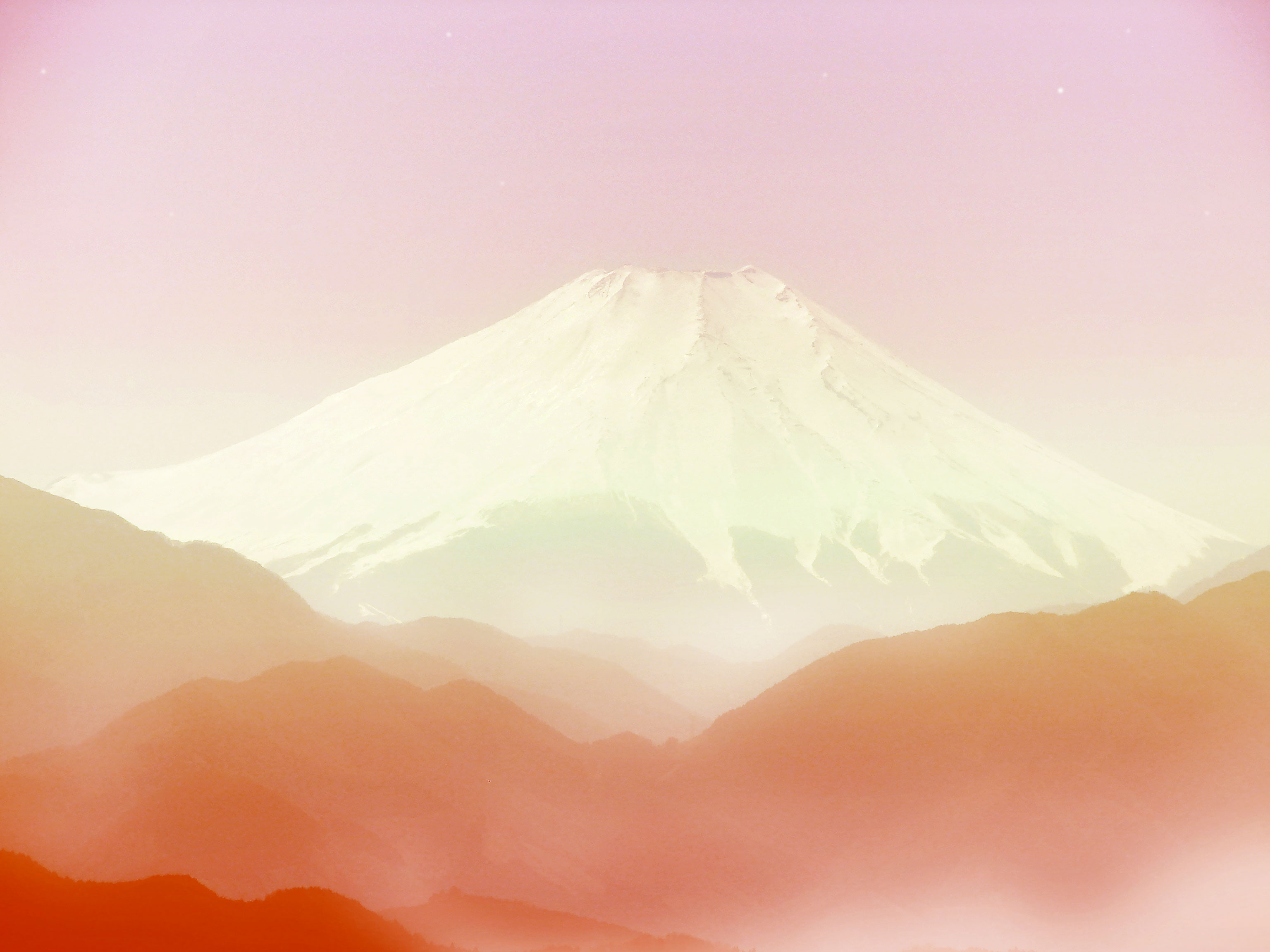 Mount Fuji, Fuji-san or Fujiyama view from above Hakone, landscape without a cloud by sunrise, (Nos Dren)