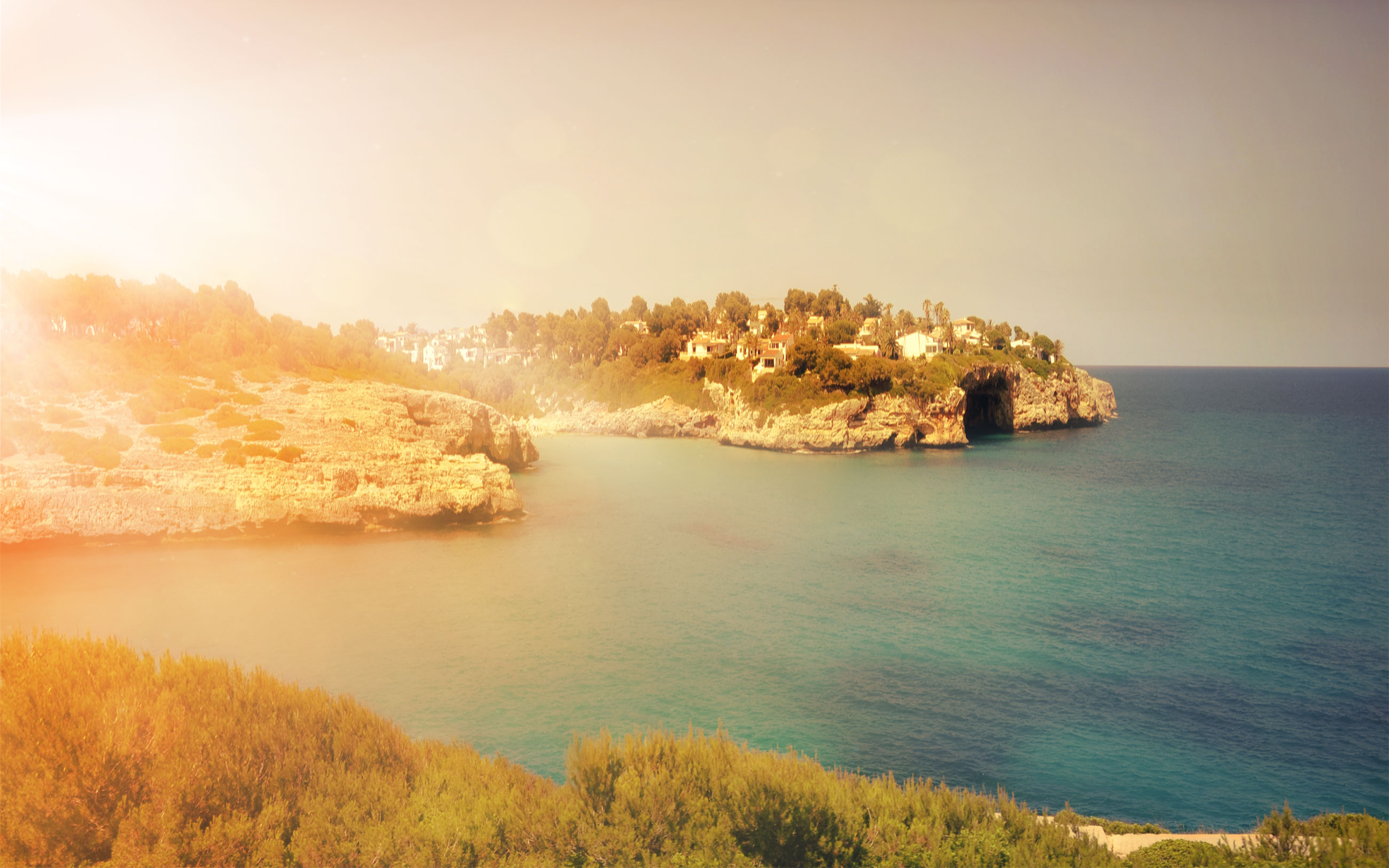 Mallorca island's cove by sunset, (Nos Dren).