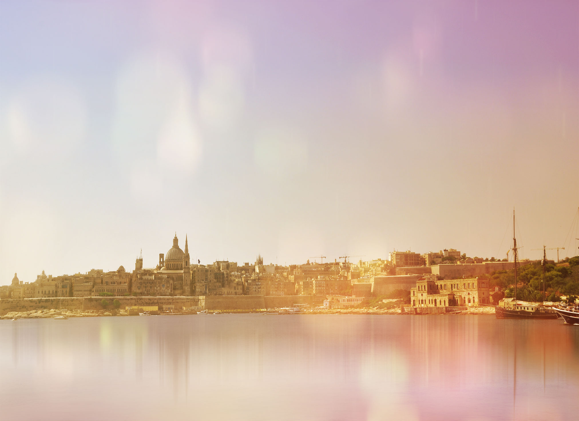 The island of Malta, Malta country. Here is the Valletta Grand Harbour of the capital city by sunset, (Nos Dren).